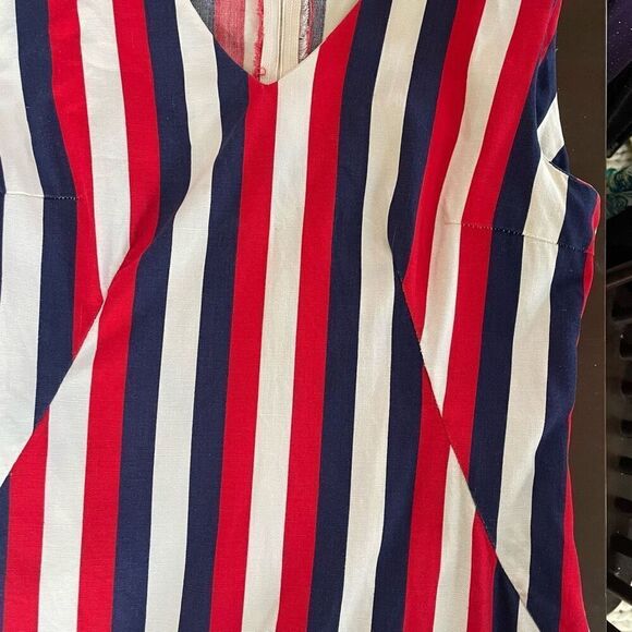 Vintage 60s Mod Stripe GoGo Mini Dress Red Blue S - Picture 5 of 9